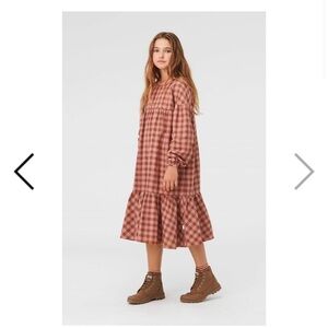 Plaid Long Sleeve Kids Dress